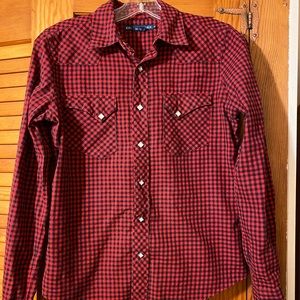 Ralph Lauren Black & Red Check Snap Front Shirt